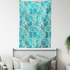 Paisley Blue Flowers Tapestry