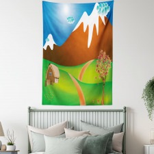 Cartoon Country Scene Tapestry