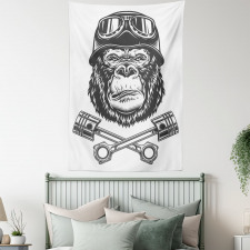 Vintage Style Serious Biker Tapestry