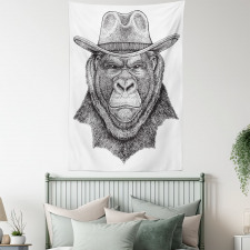 Old Monkey in a Cowboy Hat Tapestry