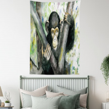 Watercolor Baby Chimpanzee Tapestry