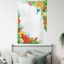 Tropic Flowers Leaves Tapestry