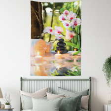 Spa with Candles Orchids Tapestry