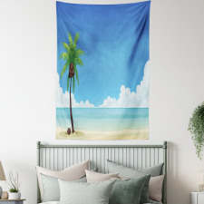 Exotic View Tree and Coconuts Tapestry