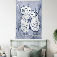 Night Bird Couple Doodle Tapestry