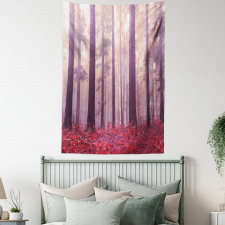 Trees Foggy Sunlight Tapestry