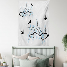 Winter Birds Stars Sky Tapestry