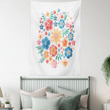 Colorful Folk Flowers Circle Tapestry