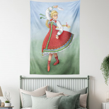 Slavic Girl Dancing Drawing Tapestry