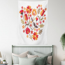 Heart Shaped Flowers Art Tapestry