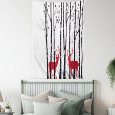 Deer Tree Forest Bird Tapestry