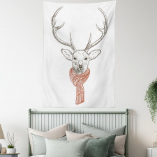 Deer with Scarf Winter Tapestry
