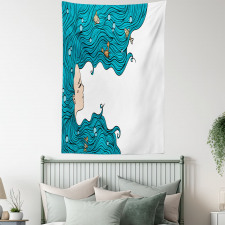 Girl Oceanic Hairstyle Tapestry