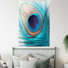 Close up Peacock Fluff Art Tapestry