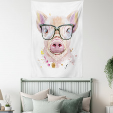 Pig Portrait with Spots Tapestry