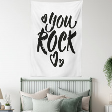 Monochrome Cursive Wording Tapestry