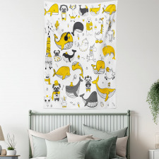 Childish Funny Animals Tapestry