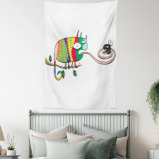 Chameleon on Branch Tapestry