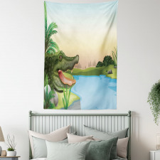 Palms Crocodiles Humor Tapestry