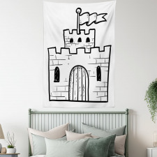 Monochrome Fortress Gate Tapestry