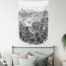 Vintage City Silhouette Tapestry