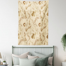 Retro Chess Game Pieces Tapestry