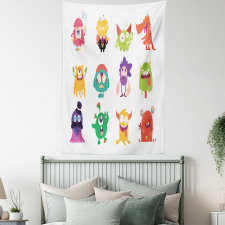 Funny Monsters Cartoon Art Tapestry