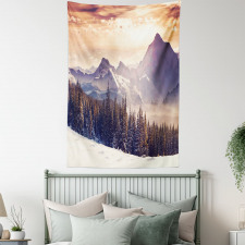 Winter Evening Mountain Tapestry