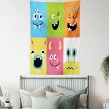 Colorful Blocks Emoticon Tapestry