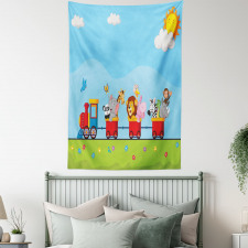 Cartoon Animal Sun Tapestry