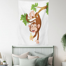 Monkey with Banana Tree Tapestry