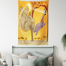 Elephant and Hippo Ball Tapestry