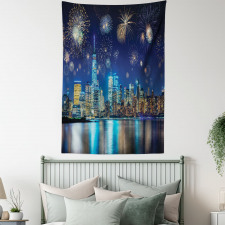 New Year Night Fireworks Tapestry