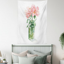 Rose Flower Drawing in Vase Tapestry