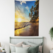 Exotic Beach Sunset Tapestry