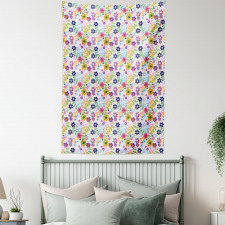 Colorful Translucent Flowers Tapestry