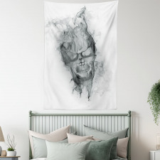 Smoky Skull Grungy Art Tapestry