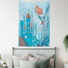 Cartoon Castle Corals Tapestry