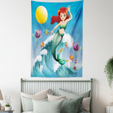 Wave with Cartoon Fish Tapestry