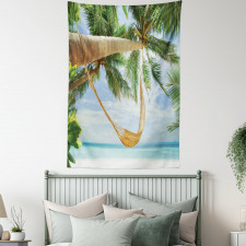 Ocean Sandy Shore Palm Tapestry