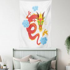 Swirling Clouds Angry Dragon Tapestry