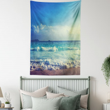 Beach Sunset Waves Tapestry