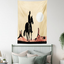 Cowboy Horse Sunset Tapestry