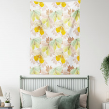 Soft Butterflies and Leaves Tapestry