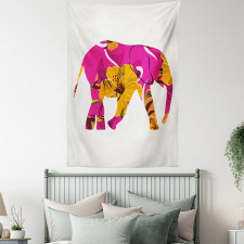 Elephant in Tropic Flowers Tapestry