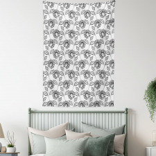 Outline Flowers Art Tapestry