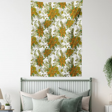 Nostalgic Flower Pine Cones Tapestry