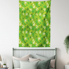 Jungle Scene Monstera Leaves Tapestry