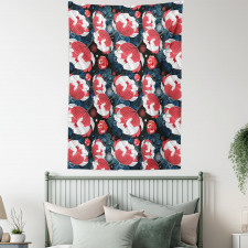 Flowers and Swirls on Dark Tapestry