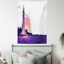 Lighthouse at Sunset Art Tapestry